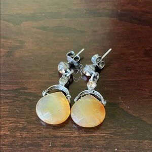 Elegant Silver and Orange Drop Earrings
